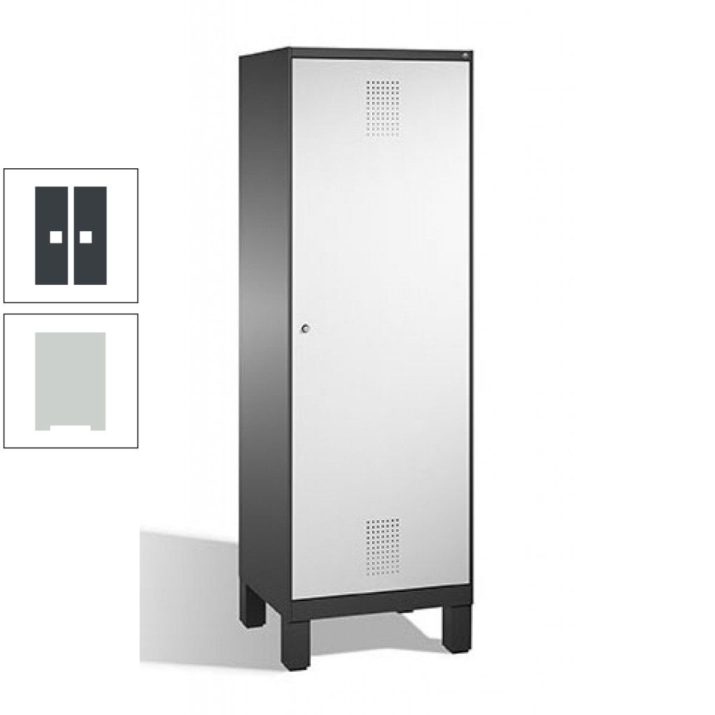 Doppel-Spind, Garderobenschrank, 1 Tür für 2 Abteile a 300 mm, Korpus anthrazitgrau, Türen anthrazitgrau, 1.850 x 600 x 500 mm (HxBxT)