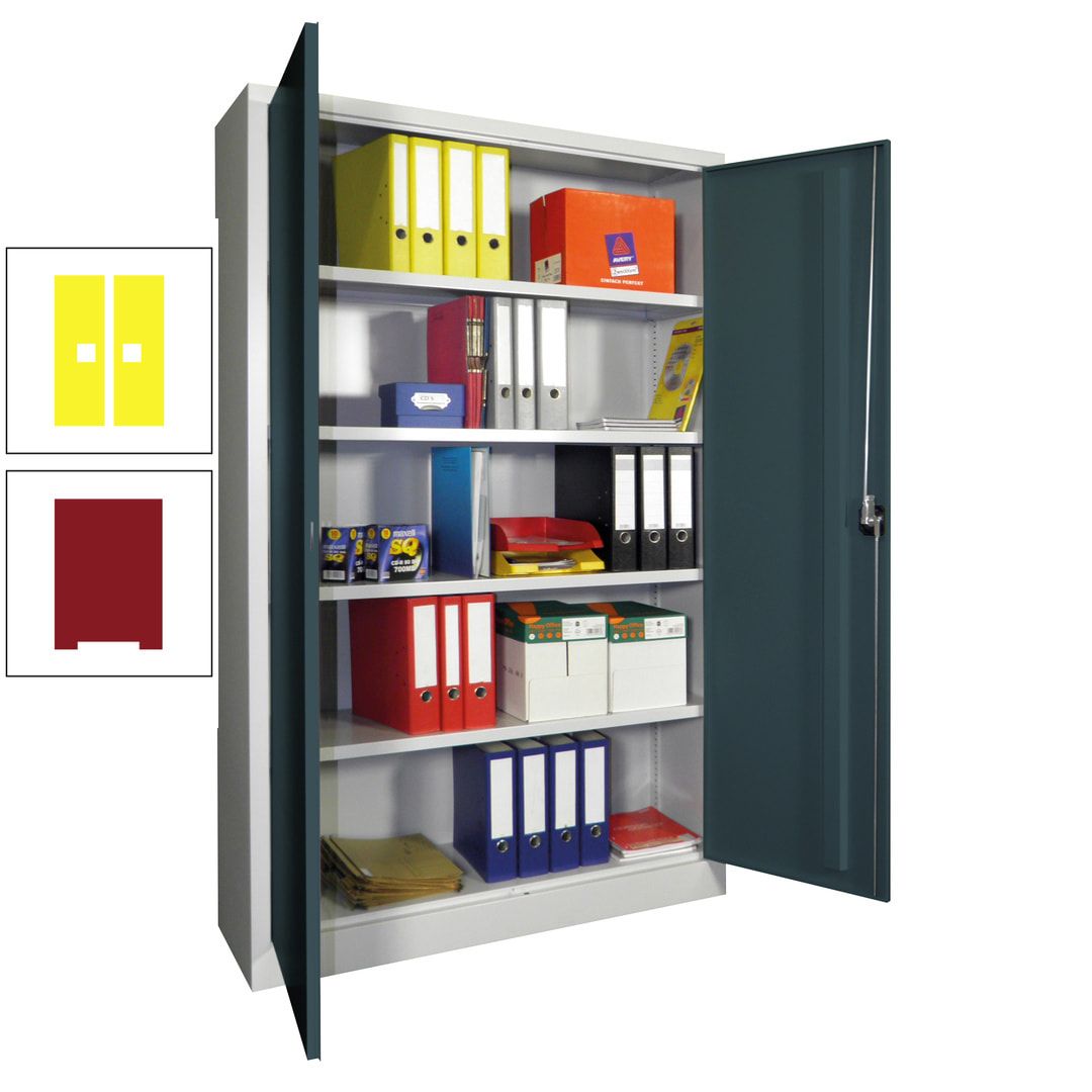 Aktenschrank - Vollblechtüren - 1.950x1.200x400 mm (HxBxT) - 4 Einlegeböden verzinkt - Zylinderschloss - anthrazitgrau