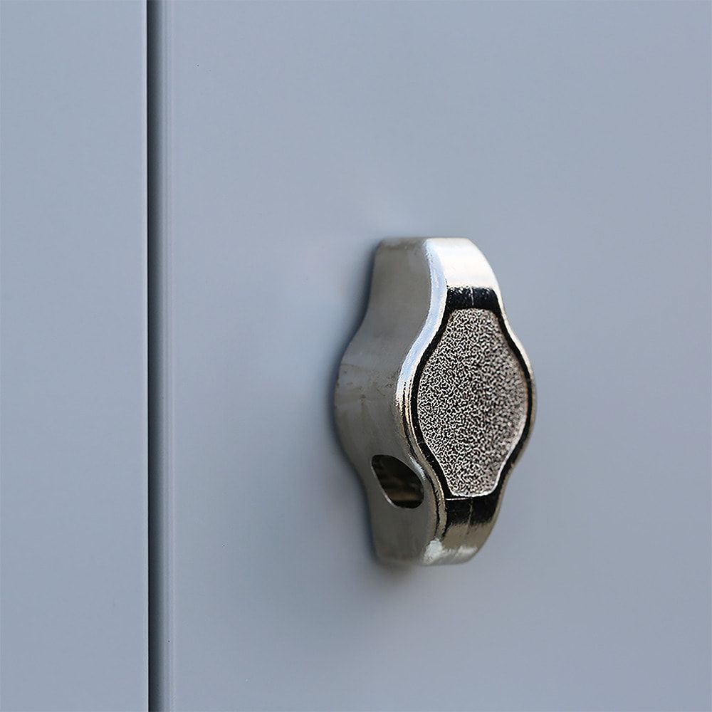 Mehrzweckschrank, Garderobenschrank, 2 Abteile, 6 Fächer, 1.800 x 600 x 500 mm (HxBxT), Kleiderstange, Stahl, Korpus: lichtgrau, Front: enzianblau