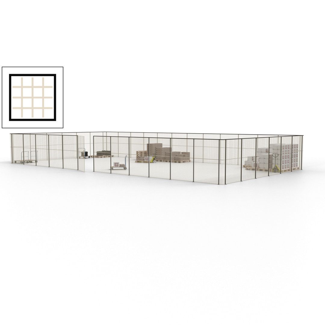 Maschinen Schutzgitter - Hallentrennwand - Sicherheitszaun - Tür - 54 m - 2.200 x 18.400 x 9.400 mm (HxBxT) - enzianblau