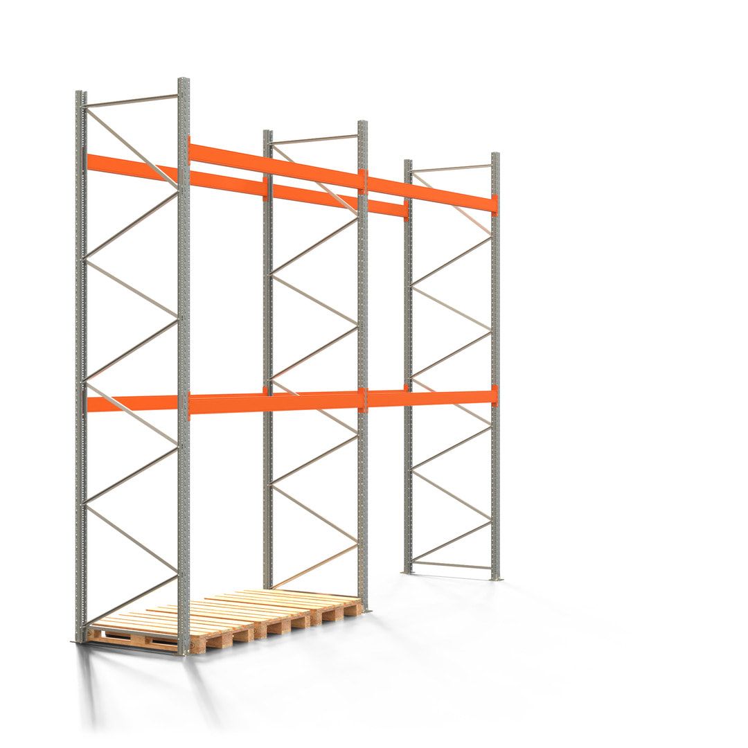 Palettenregal ARTUS - 3 Ebenen - Fachlast 3.000 kg - 4.500 x 11.225 x 1.100 mm (HxBxT) - 4 Felder - Schwerlastregal