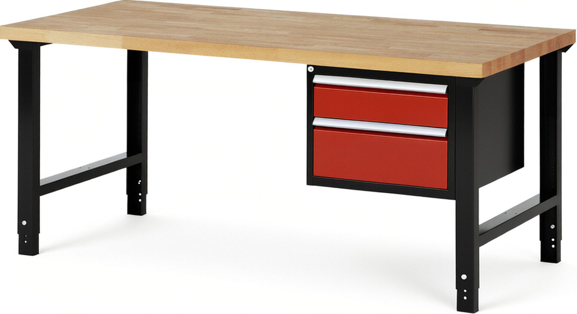Werkbank - 2 Schubladen - Teilauszug - 150:1 / 210:1 - Höhe 790-1.140 mm - 2.000 x 900 mm (BxT) - 750 kg - Buche - Anthrazitgrau