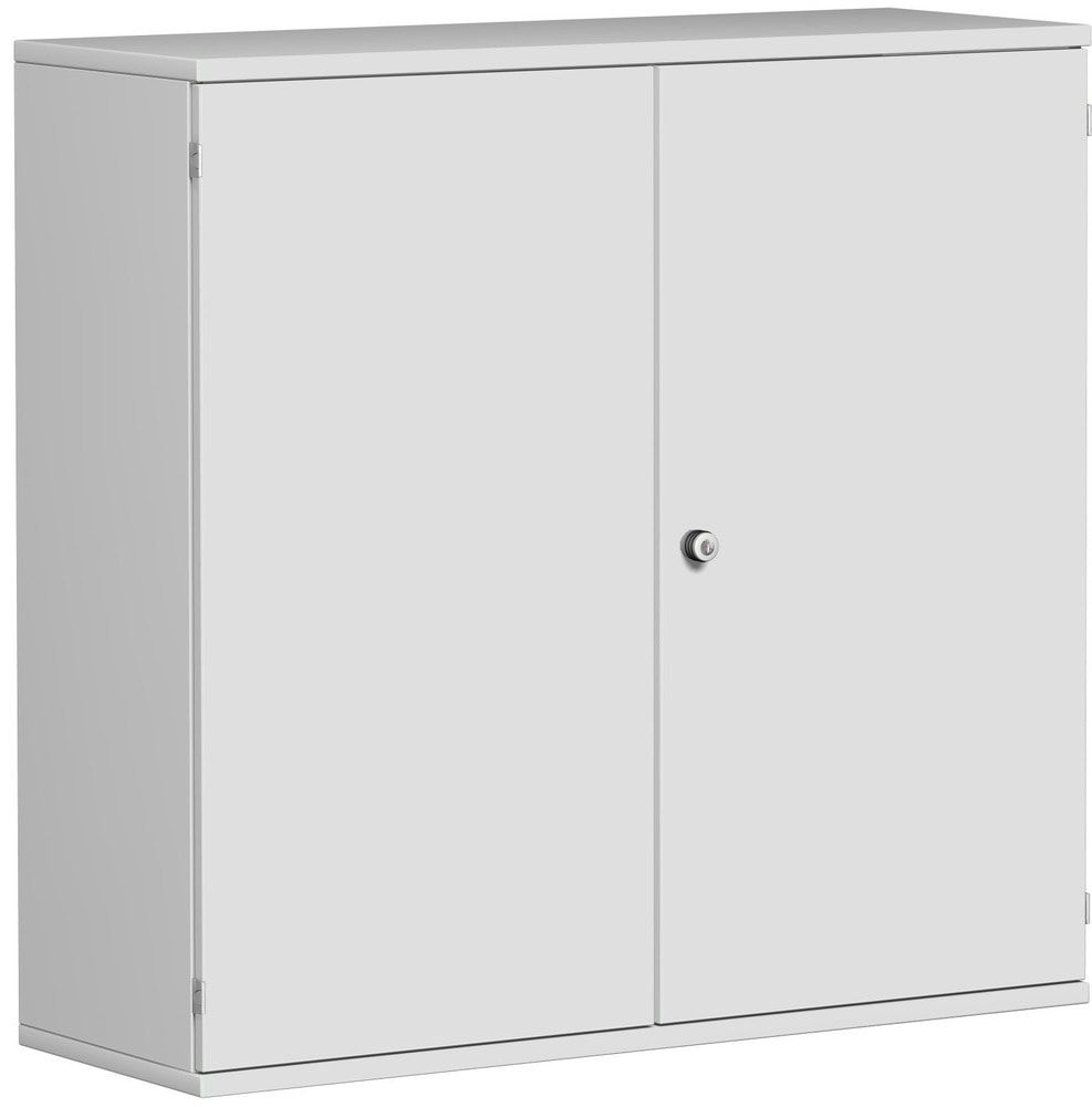 Flügeltürenschrank, Holztüren, 3 Ordnerhöhen, 2 Dekor-Einlegeböden, 1.152 x 1.000 x 425 mm (HxBxT), Frontfarbe Ahorn, Korpusfarbe Ahorn