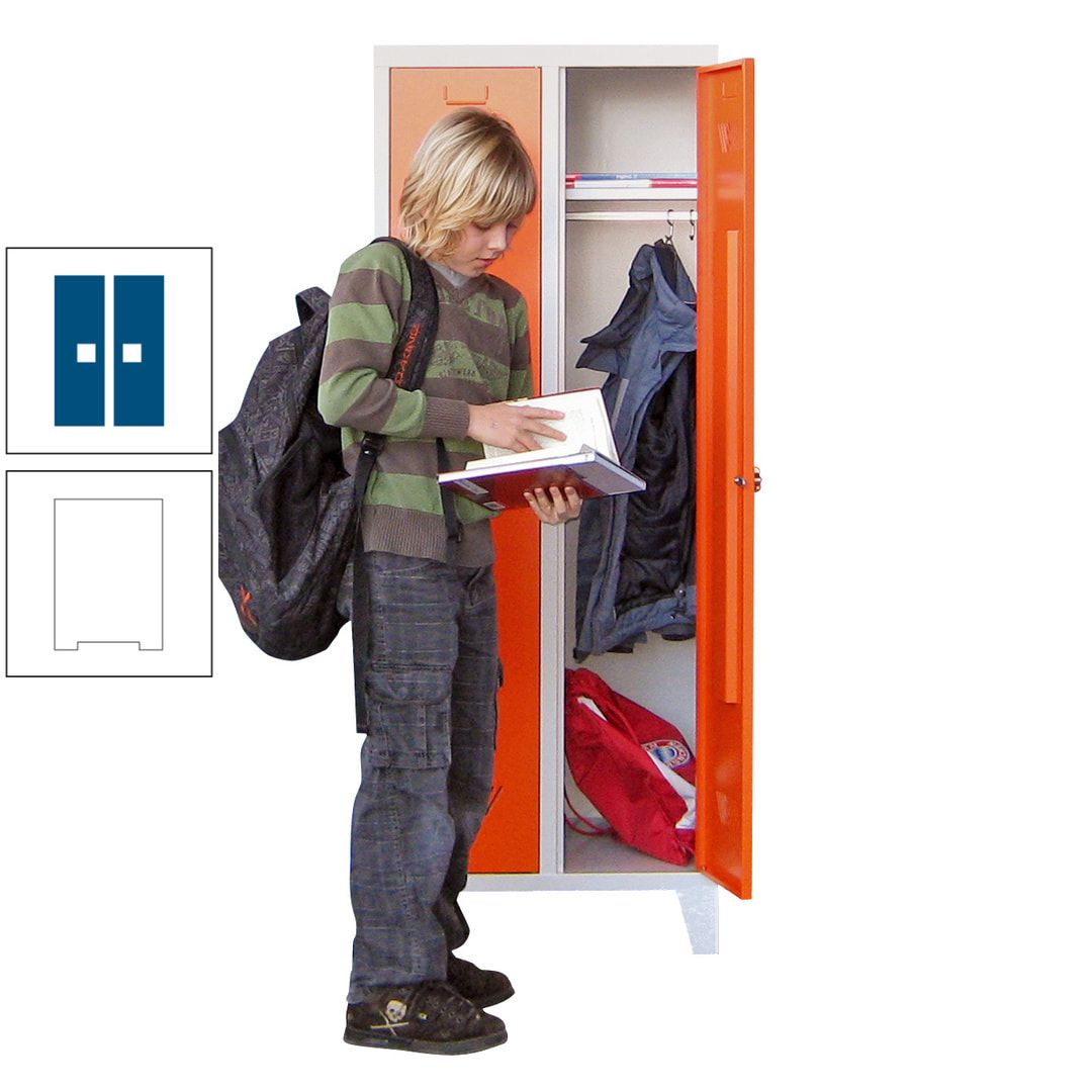 Spindschrank f. Schulen - mit Füßen - Höhe 1.600 mm - 3 Abteile a 300 mm - Drehriegel - anthrazitgrau
