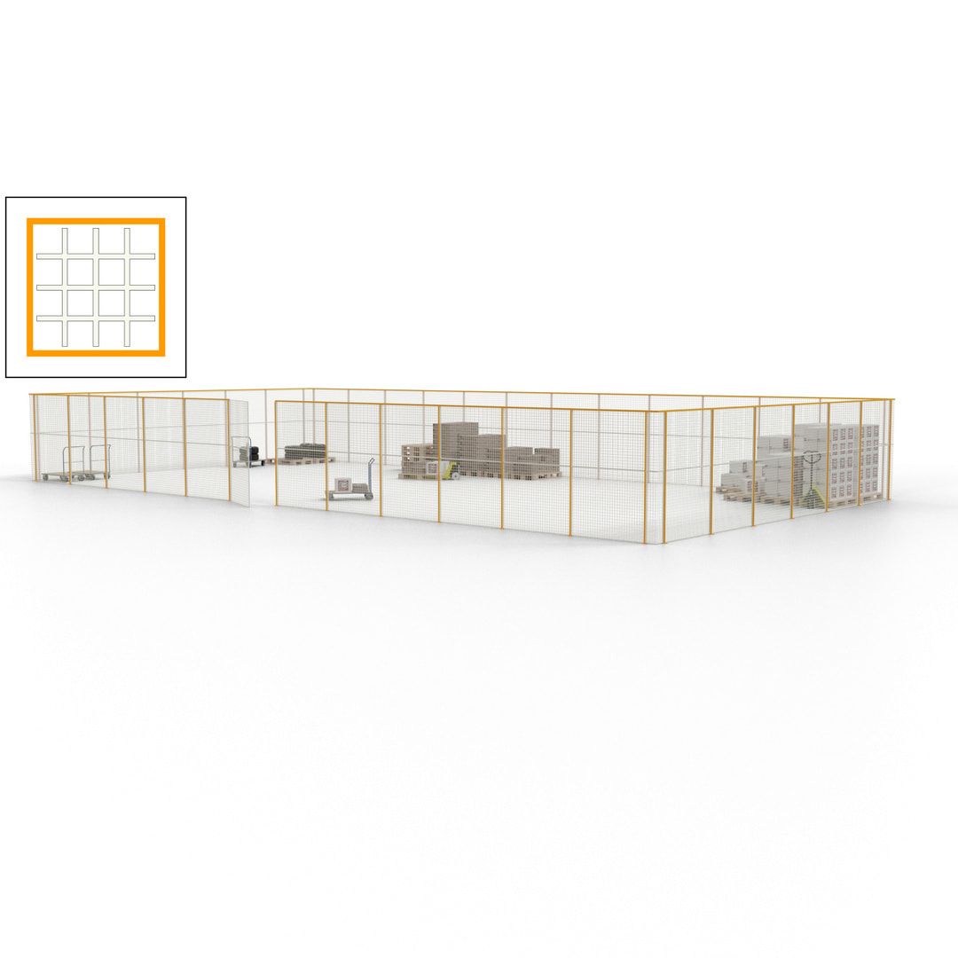 Maschinen Schutzgitter - Hallentrennwand - Sicherheitszaun - Tür - 54 m - 2.200 x 18.400 x 9.400 mm (HxBxT) - enzianblau
