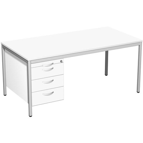 Schreibtisch 4-Fuß Eco - Hängecontainer - 4 Schubfächer - abschließbar - 720 x 1.200 x 800 mm (HxBxT) - Gestell lichtgrau - Ahorn