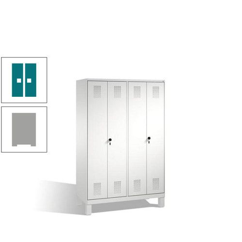 Doppel-Spind, Doppeltüren, Garderobenschrank mit Füßen, 4 Abteile a 300 mm, Korpus anthrazitgrau, Tür anthrazitgrau, 1.850 x 1.200 x 500 mm (HxBxT)