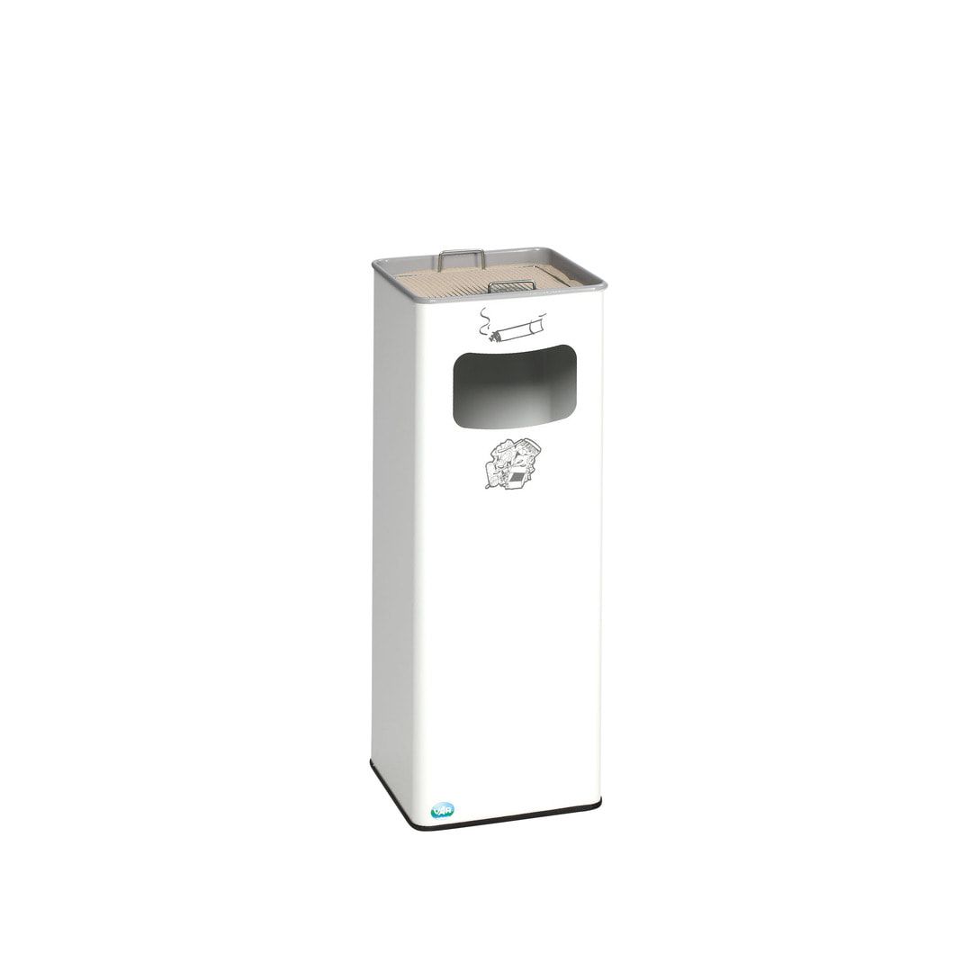 Abfallsammler mit Ascher - viereckig - Volumen 32 l - 665 x 260 x 260 mm (HxBxT) - Antik silber