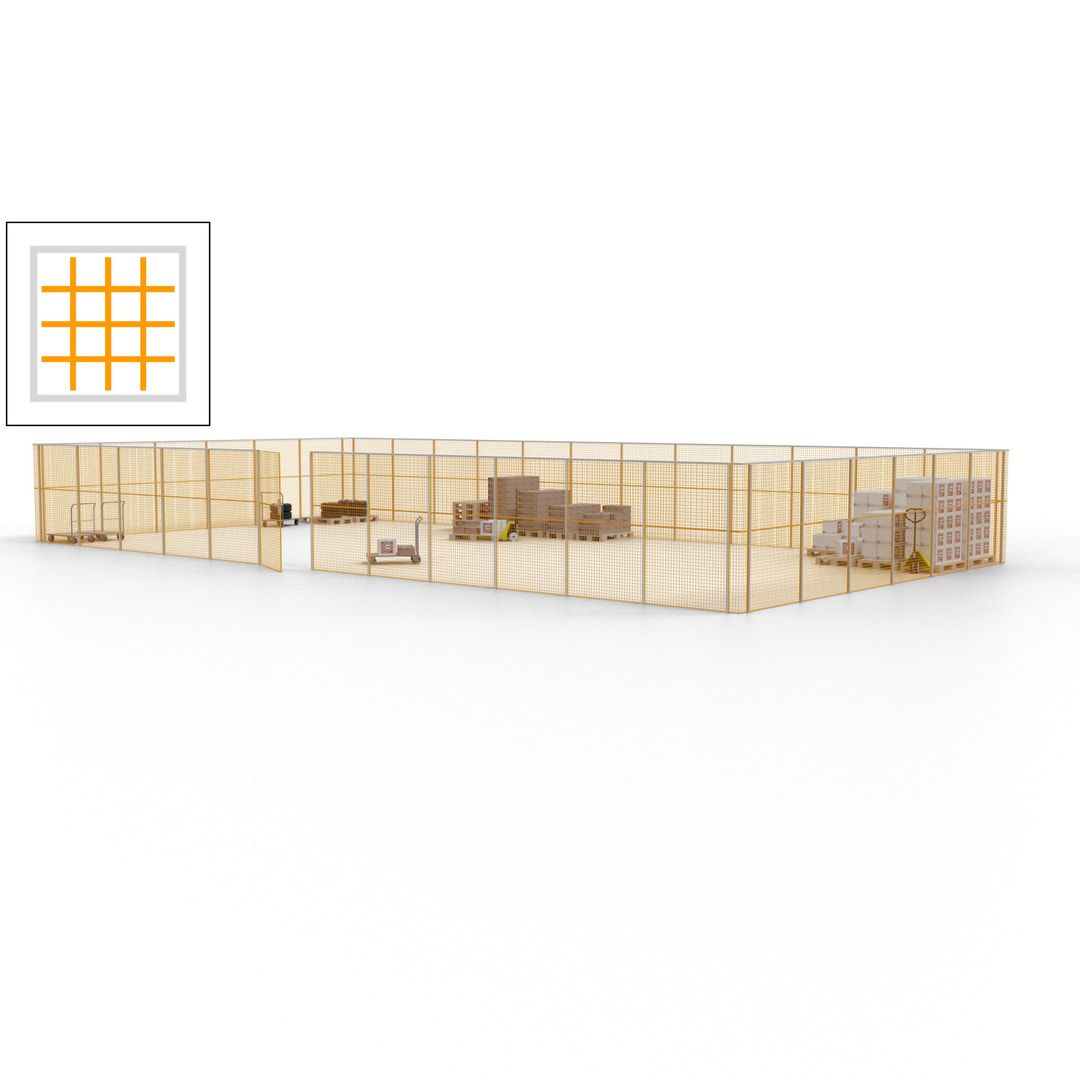 Maschinen Schutzgitter - Hallentrennwand - Sicherheitszaun - Tür - 54 m - 2.200 x 18.400 x 9.400 mm (HxBxT) - enzianblau
