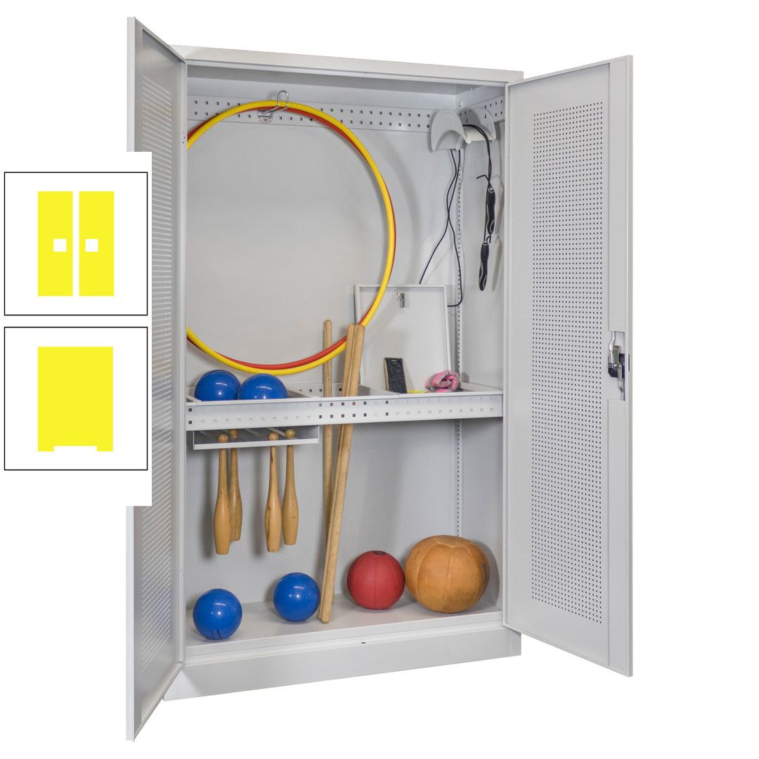 Sportschrank - Lochfeldtüren - Variante 1 - 1.950x1.200x500 mm (HxBxT) - anthrazitgrau