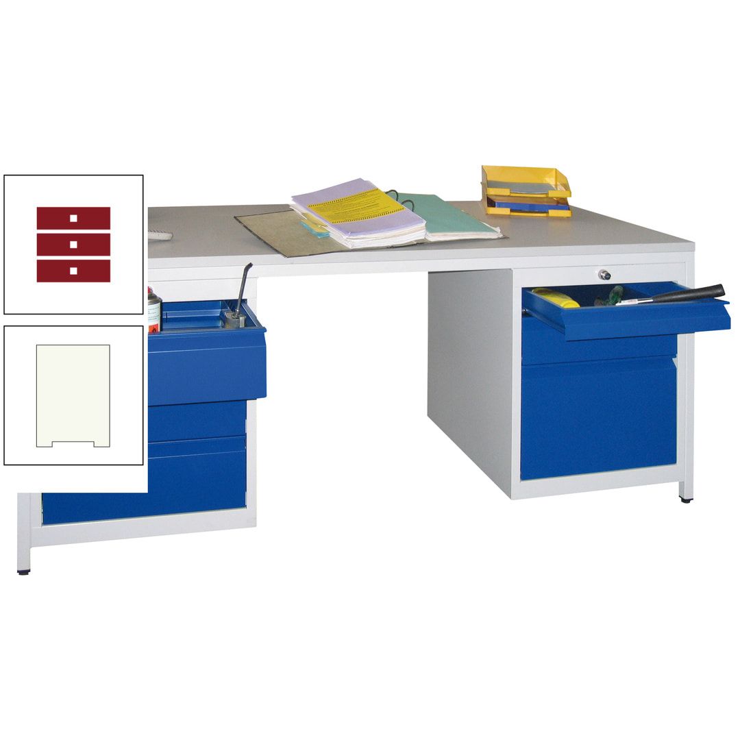 Meisterschreibtisch - 6 Schubladen, 75 / 125 / 150 / 175 / 300 mm - 720 x 1.700 x 800 mm (HxBxT) - anthrazitgrau