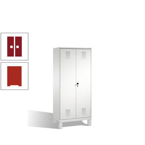 Doppel-Spind, Doppeltüren, Garderobenschrank mit Füßen, 2 Abteile a 400 mm, Korpus anthrazitgrau, Tür anthrazitgrau, 1.850 x 800 x 500 mm (HxBxT)
