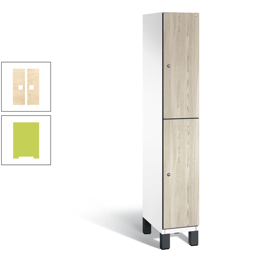 Fächerschrank, Garderobenschrank, mit Füßen, 1 Abteile, 1.980 x 300 x 525 mm (HxBxT), Korpus anthrazitgrau, Tür Donau-Ahorn