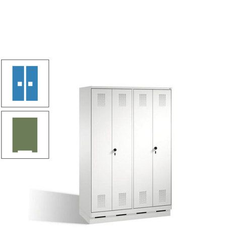 Doppel-Spind, Doppeltüren, Garderobenschrank mit Sockel, 4 Abteile a 300 mm, Korpus anthrazitgrau, Tür anthrazitgrau, 1.800 x 1.200 x 500 mm (HxBxT)