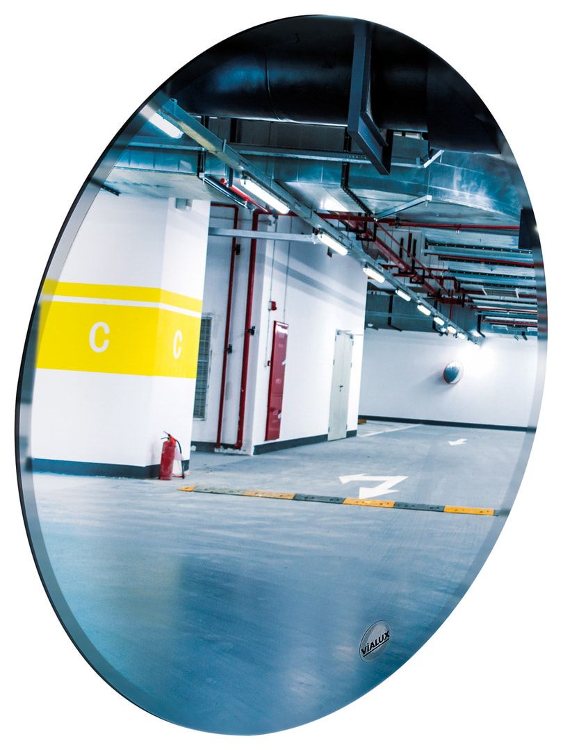 Vialux Parkplatzspiegel, Mehrzweckspiegel, Unzerbrechlich, Blickwinkel 90 Grad, 300 mm Durchmesser, 2 m Beobachterabstand