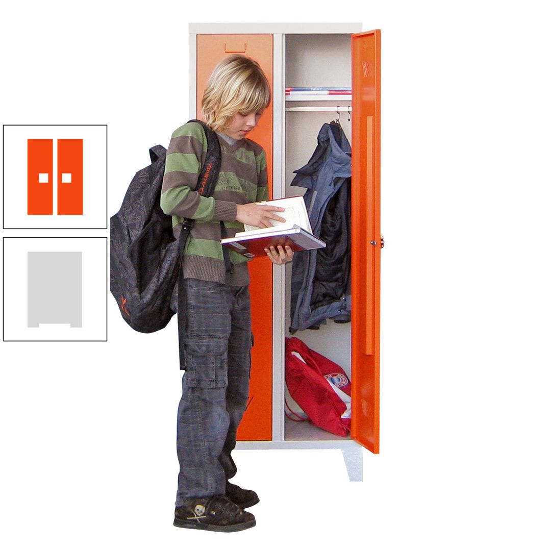 Spindschrank f. Schulen - mit Füßen - Höhe 1.600 mm - 3 Abteile a 300 mm - Drehriegel - anthrazitgrau