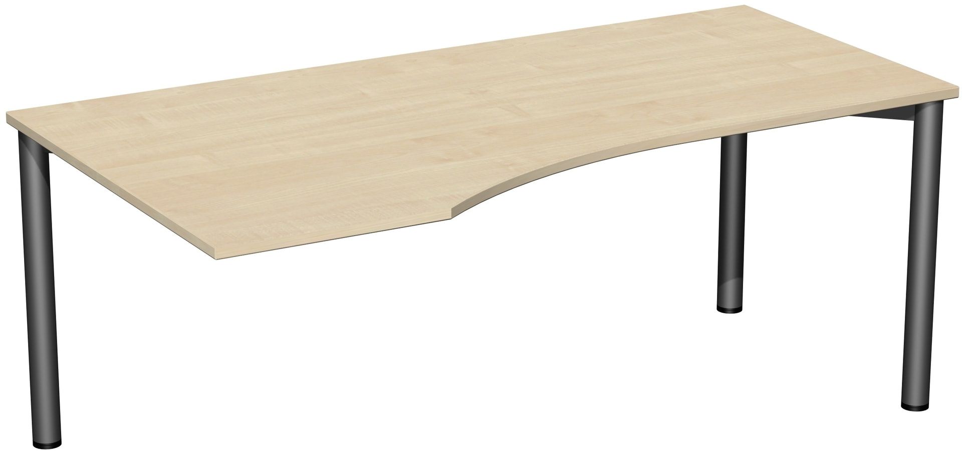 Eckschreibtisch - Ecke links - 4-Fuß Flex - 720 x 1.600 x 1.000 mm (HxBxT) - Gestell anthrazit - Ahorn