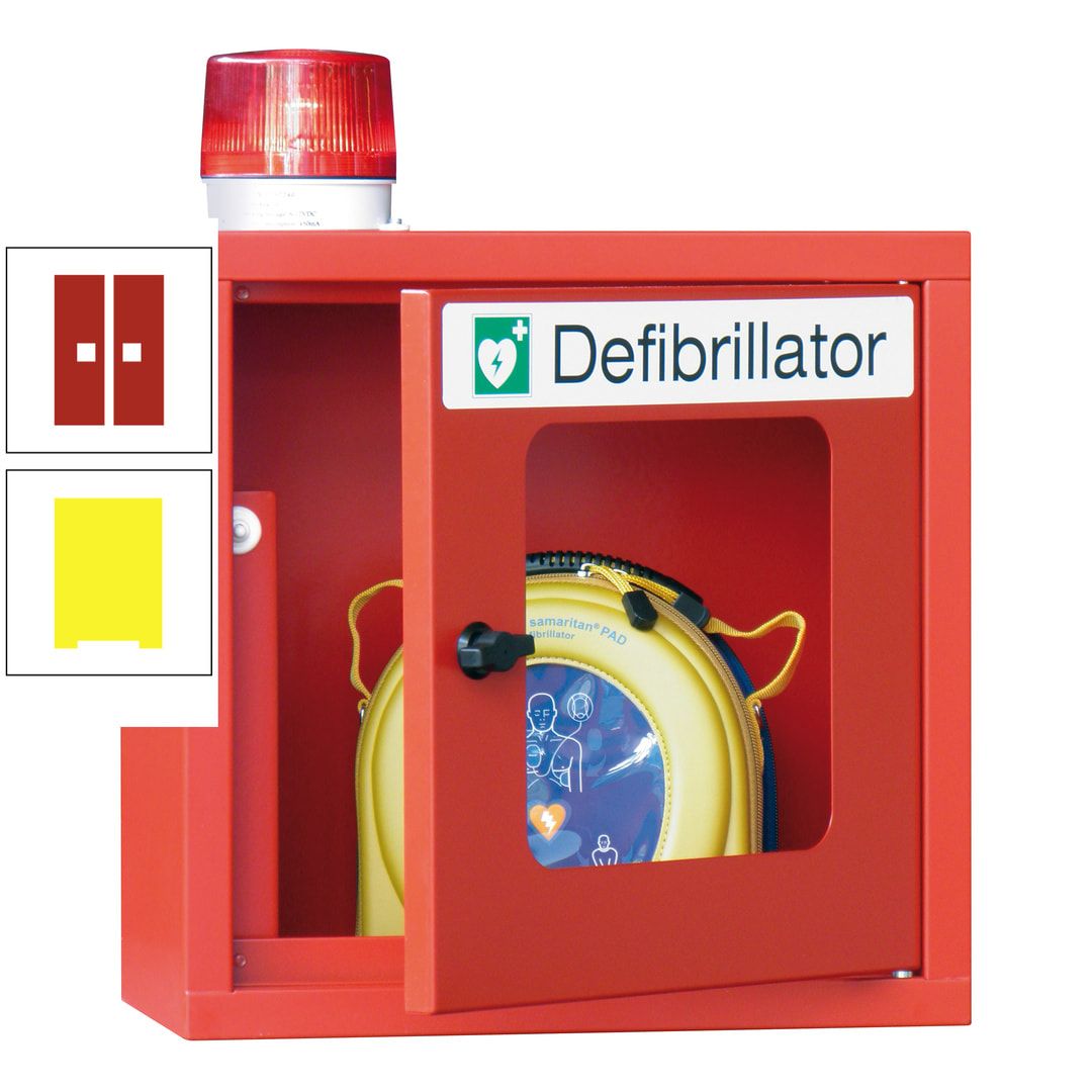 Defibrillatorenschrank mit akustischem und optischem Alarm - 490 x 400 x 200 mm (HxBxT) - Sichtfenster - anthrazitgrau