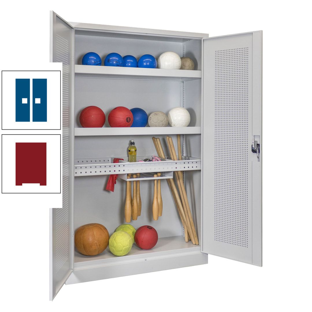Sportschrank - Lochfeldtüren - Variante 2 - 1.950x1.200x500 mm (HxBxT) - anthrazitgrau