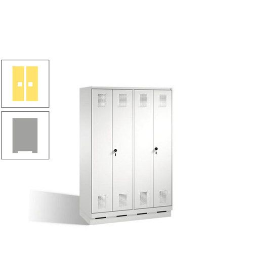 Doppel-Spind, Doppeltüren, Garderobenschrank mit Sockel, 4 Abteile a 300 mm, Korpus anthrazitgrau, Tür anthrazitgrau, 1.800 x 1.200 x 500 mm (HxBxT)