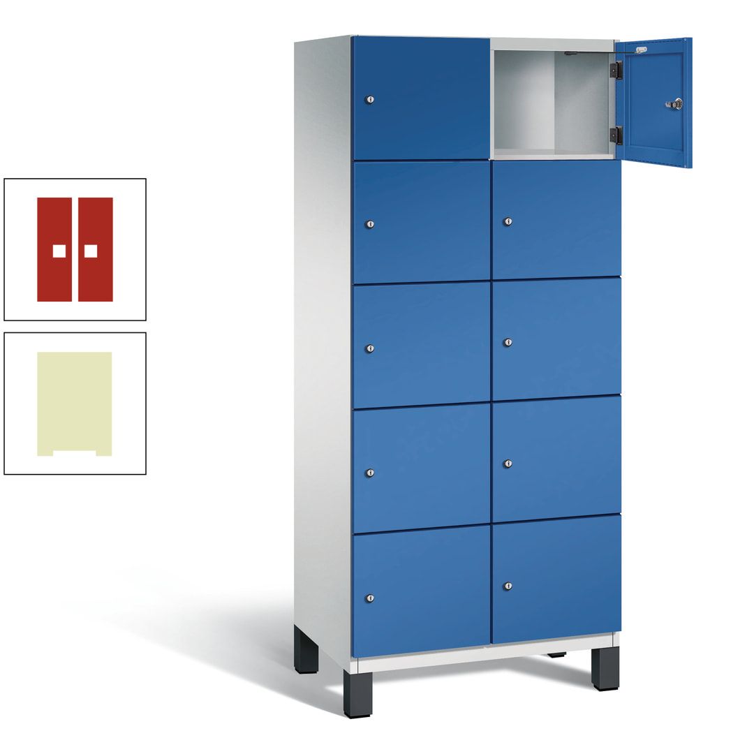 Fächerschrank, Stahlschrank, 10 Fächer, Türöffnungsbegrenzer, Füße, 1.980 x 800 x 525 mm (HxBxT), Korpus anthrazitgrau, Front anthrazitgrau