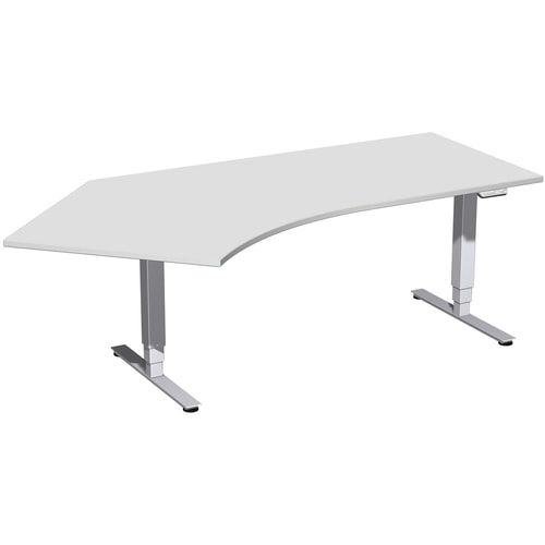 Winkelschreibtisch, Winkel links, Elektro Pro+, elektronisch höhenverstellbar, 625-1.285 x 2.166 x 1.130 mm (HxBxT), Gestell silber, Dekor Ahorn