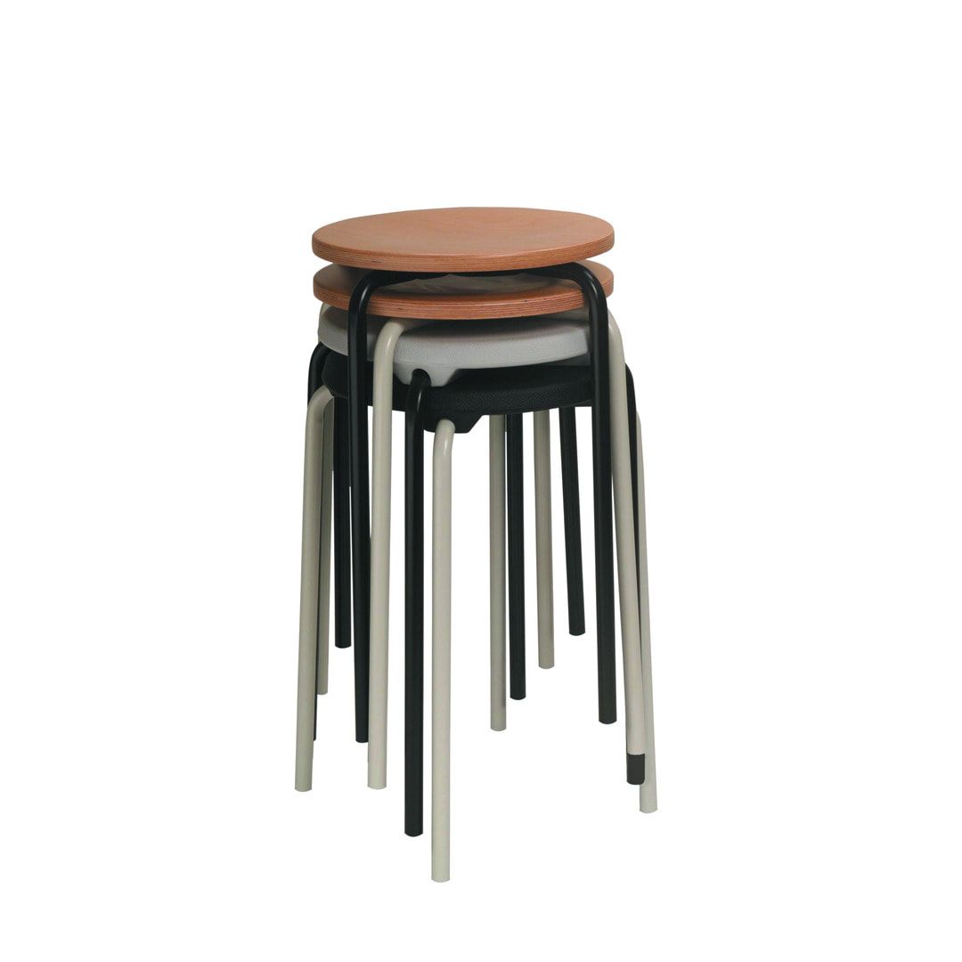 Hocker - Stapelhocker - Sitzhöhe 500 mm - Buche - Stahlrohrgestell lichtgrau