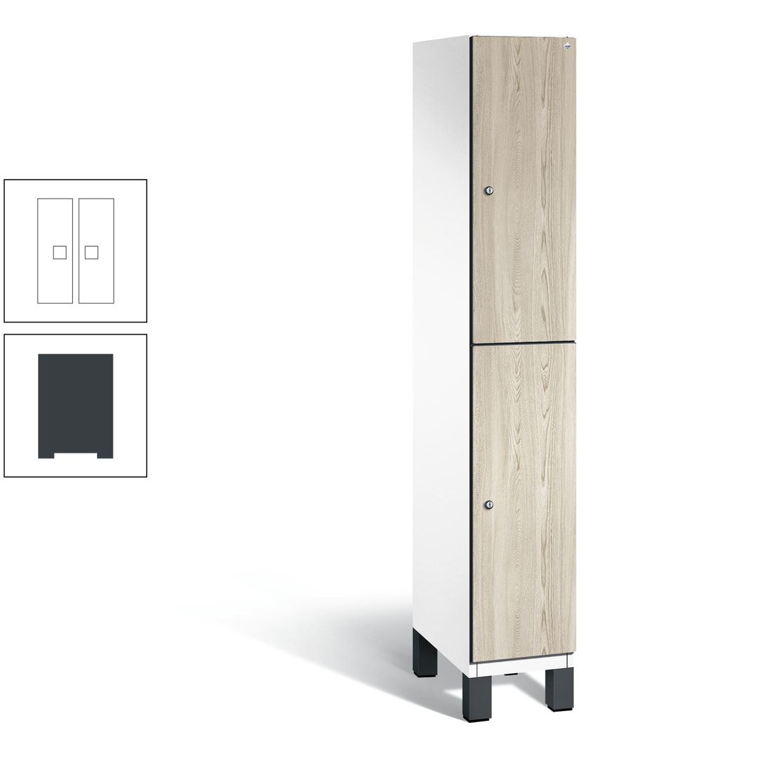 Fächerschrank, Garderobenschrank, mit Füßen, 1 Abteile, 1.980 x 300 x 525 mm (HxBxT), Korpus anthrazitgrau, Tür Donau-Ahorn
