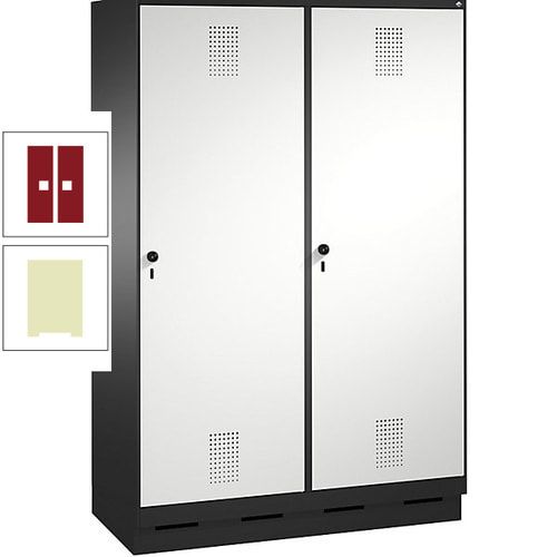 Doppel-Spind, Garderobenschrank, 2 Türen für 4 Abteile a 300 mm, Korpus anthrazitgrau, Türen anthrazitgrau, 1.800 x 1.200 x 500 mm (HxBxT)