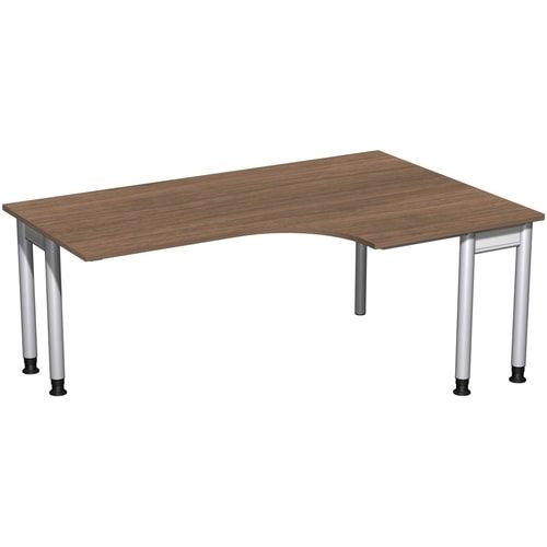 Eckschreibtisch, Eckteil 800 mm, rechts, Füße einseitig verkürzt, 4-Fuß Pro, höhenverstellbar, 680-800 x 1.600 x 1.200 mm (HxBxT), Dekor Ahorn