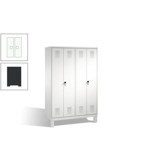 Doppel-Spind, Doppeltüren, Garderobenschrank mit Füßen, 4 Abteile a 300 mm, Korpus anthrazitgrau, Tür anthrazitgrau, 1.850 x 1.200 x 500 mm (HxBxT)