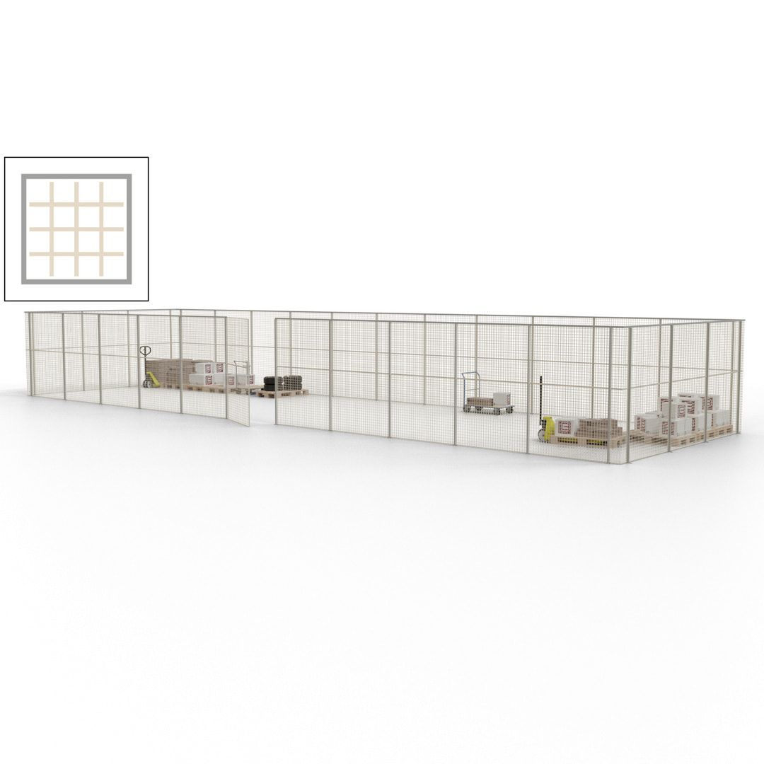 Maschinen Schutzgitter - Hallentrennwand - Sicherheitszaun - Tür - 42 m - 2.200 x 16.900 x 4.900 mm (HxBxT) - enzianblau