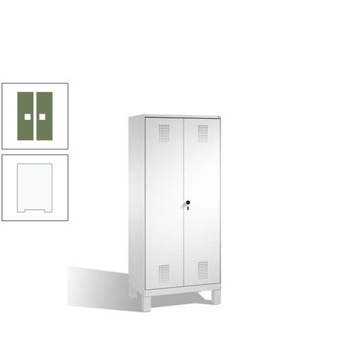 Doppel-Spind, Doppeltüren, Garderobenschrank mit Füßen, 2 Abteile a 400 mm, Korpus anthrazitgrau, Tür anthrazitgrau, 1.850 x 800 x 500 mm (HxBxT)