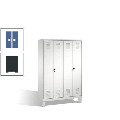 Doppel-Spind, Doppeltüren, Garderobenschrank mit Füßen, 4 Abteile a 300 mm, Korpus anthrazitgrau, Tür anthrazitgrau, 1.850 x 1.200 x 500 mm (HxBxT)