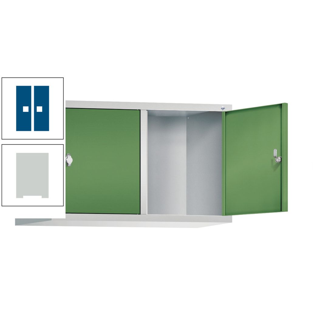Aufsatzschrank für Spinde und Schließfachschränke, 2 Abteile, Korpus anthrazitgrau, Türen anthrazitgrau, 500 x 810 x 500 mm (HxBxT), Stahlschrank