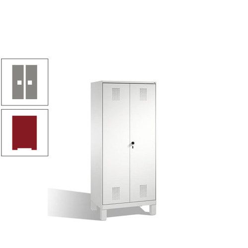 Doppel-Spind, Doppeltüren, Garderobenschrank mit Füßen, 2 Abteile a 400 mm, Korpus anthrazitgrau, Tür anthrazitgrau, 1.850 x 800 x 500 mm (HxBxT)