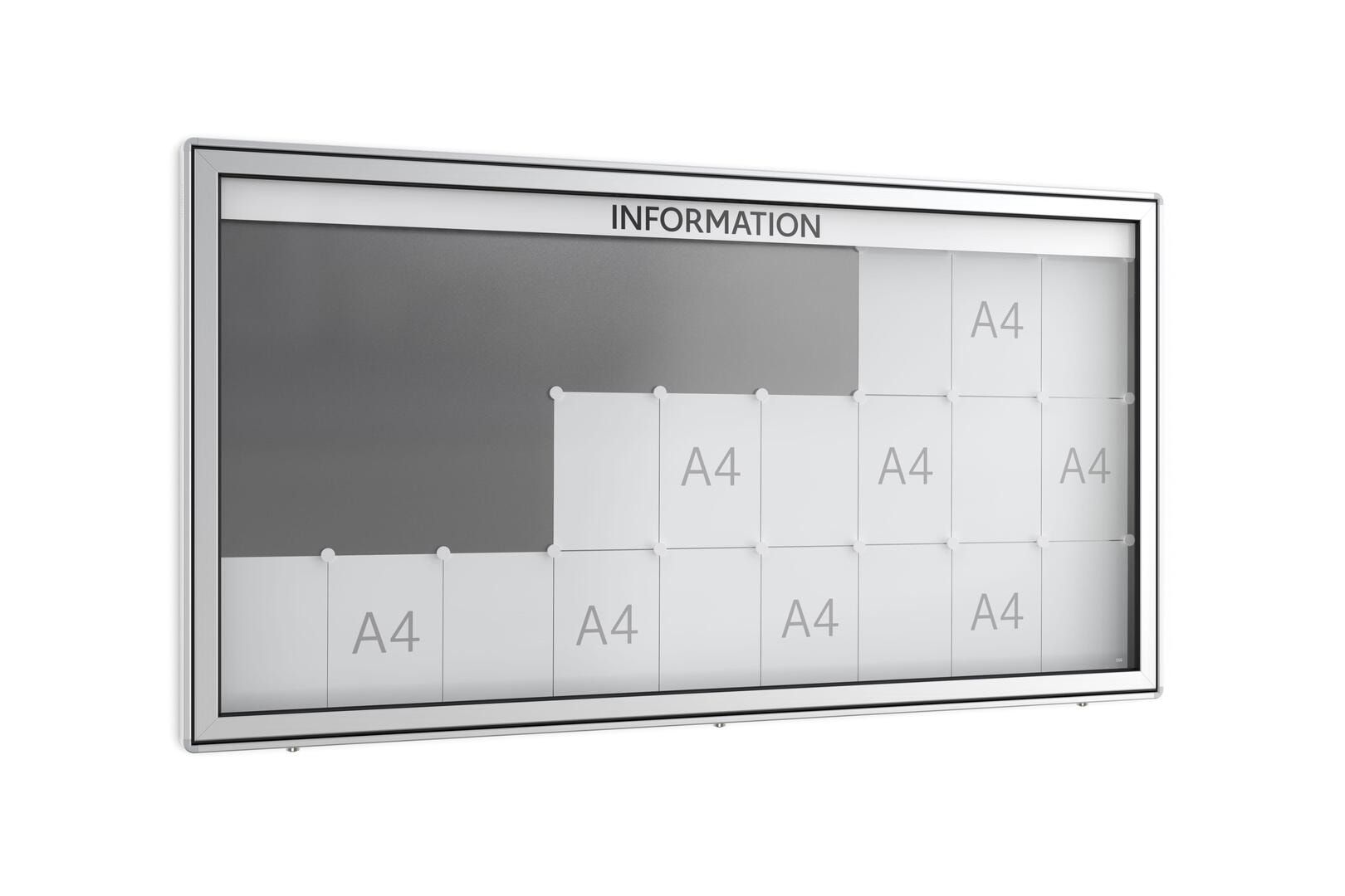Aluminium Schaukasten, Werbekasten, Außenbereich, Magnetrückwand, Ecken rund, Wandmontage, Ständermontage, Sicherheitsschloss, 1.060 x 2.000 mm (HxB)