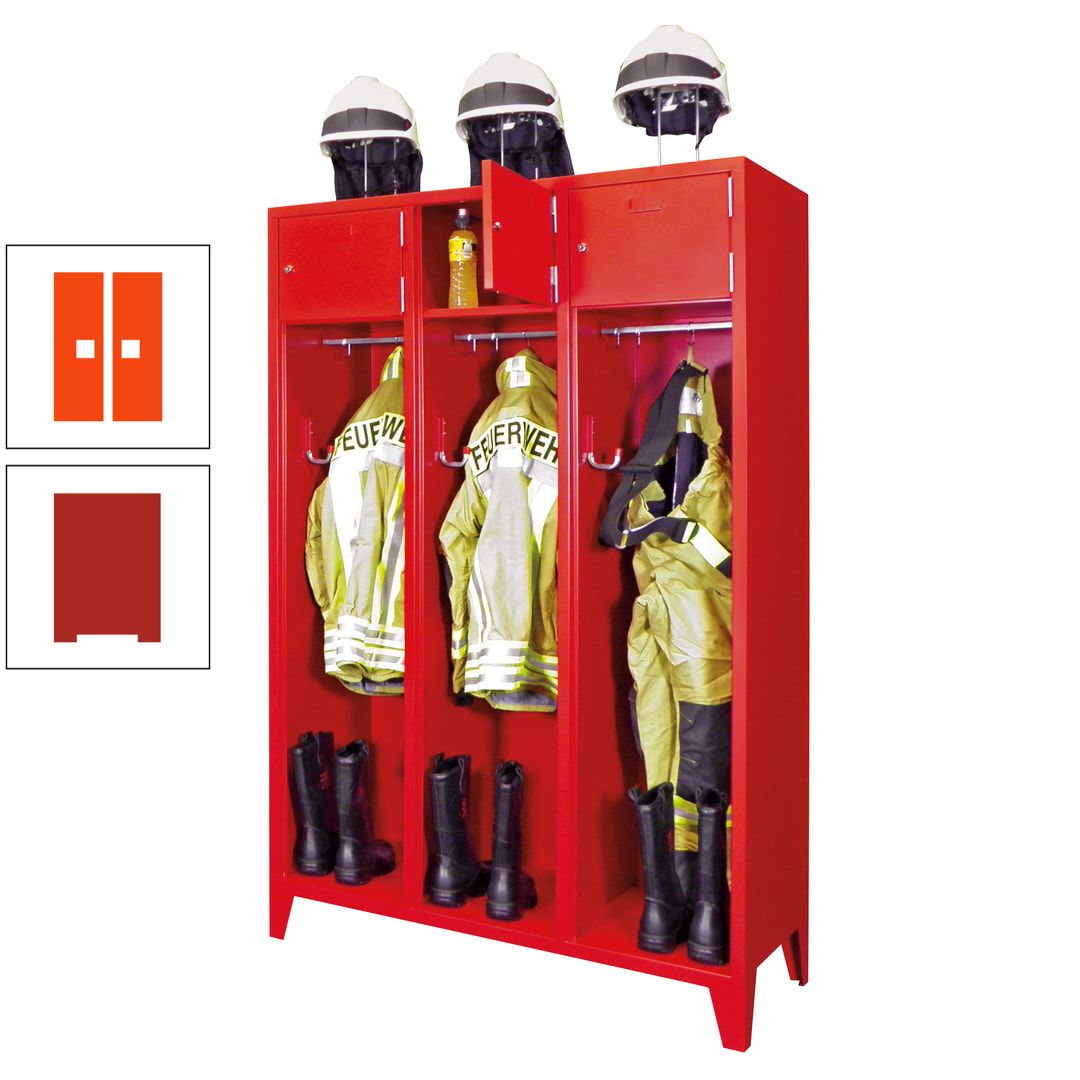 Feuerwehrschrank - 2 Abteile - Ablagefach mit Tür, Etikettenrahmen - 2.100 x 830 x 500 mm (HxBxT) - anthrazitgrau