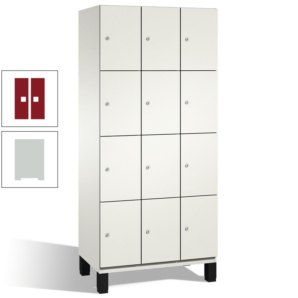 Fächerschrank, Stahlschrank, 12 Fächer, Türöffnungsbegrenzer, mit Füßen, Korpus lichtgrau, Tür anthrazitgrau, 1.980 x 900 x 525 mm (HxBxT)