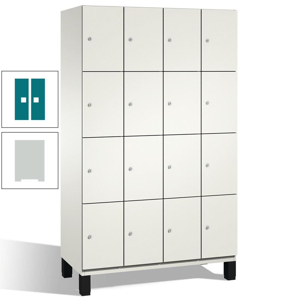 Fächerschrank, Stahlschrank, 16 Fächer, Türöffnungsbegrenzer, mit Füßen, Korpus lichtgrau, Tür anthrazitgrau, 1.980 x 1.200 x 525 mm (HxBxT)
