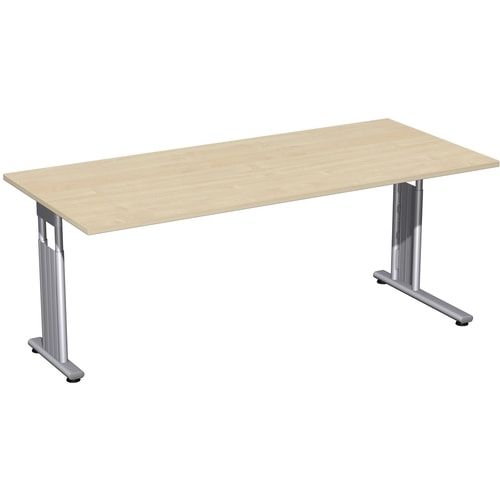 Schreibtisch - C-Fuß Flex - Bürotisch - höhenverstellbar - 820 x 1.200 x 800 mm (HxBxT) - Dekor Ahorn - Gestell silber
