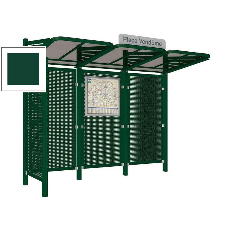 Buswartehalle - Unterstand - Stahlblech Verkleidung links - Fahrplankasten - Haltestellenschild - 2.200 x 3.000 x 1.500 mm (HxBxT) - enzianblau
