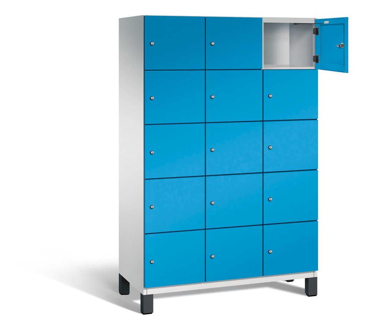 Fächerschrank, Stahlschrank, 15 Fächer, Türöffnungsbegrenzer, Füße, 1.980 x 1.200 x 525 mm (HxBxT), Korpus anthrazitgrau, Front anthrazitgrau