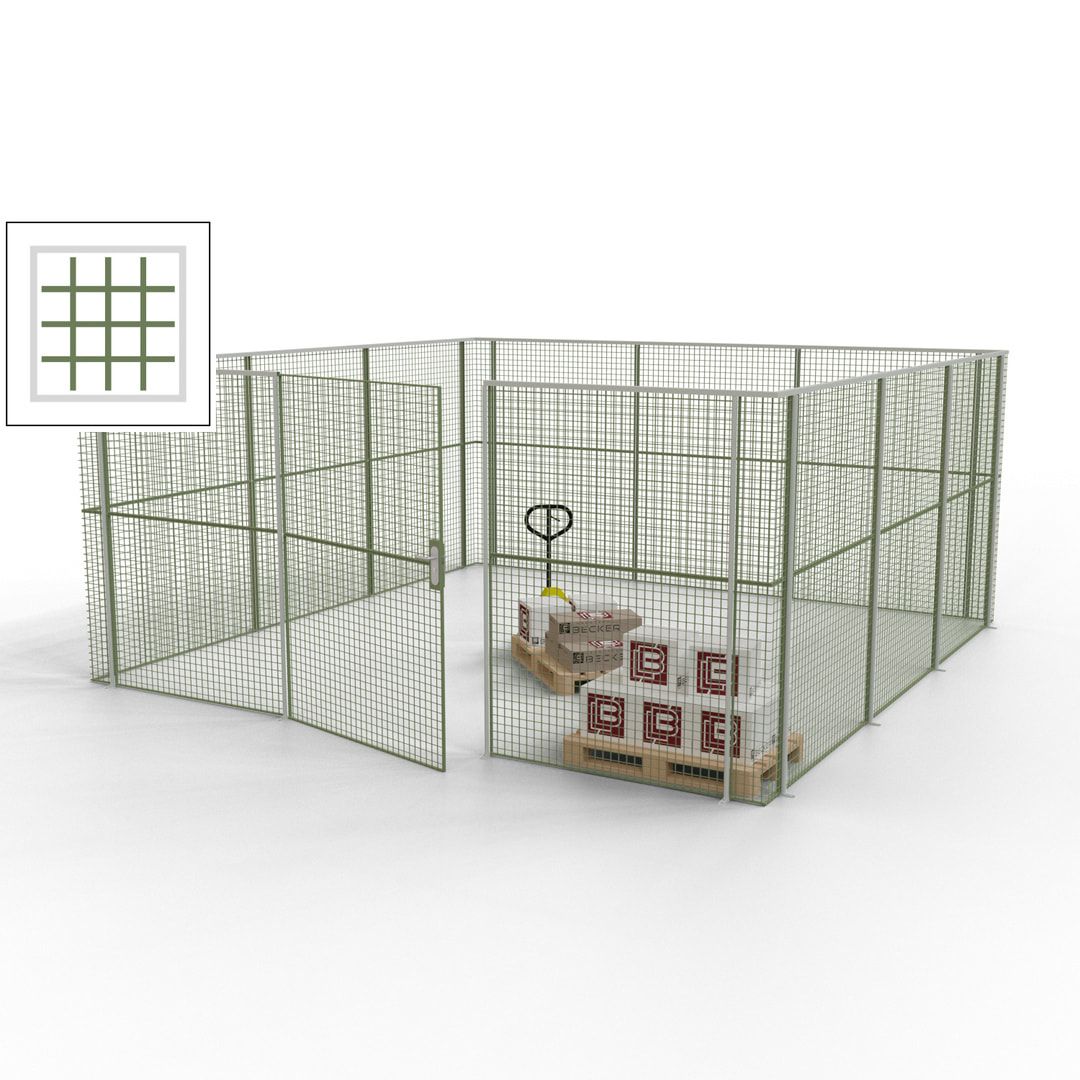 Maschinen Schutzgitter - Hallentrennwand - Sicherheitszaun - Tür - 18 m - 2.200 x 4.900 x 4.900 mm (HxBxT) - enzianblau