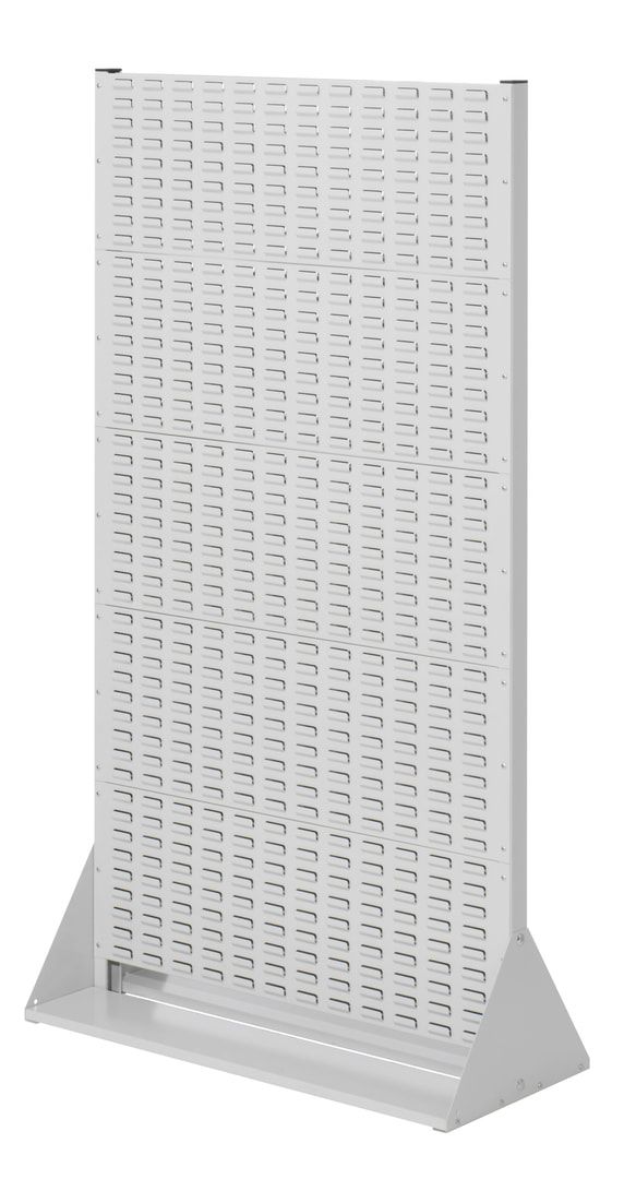 Stationäre Regalwand - Schlitzwand für Sichtlagerkästen - beidseitig - mit 132 Kästen bestückt - 1.790 x 1.000 x 430 mm (HxBxT)