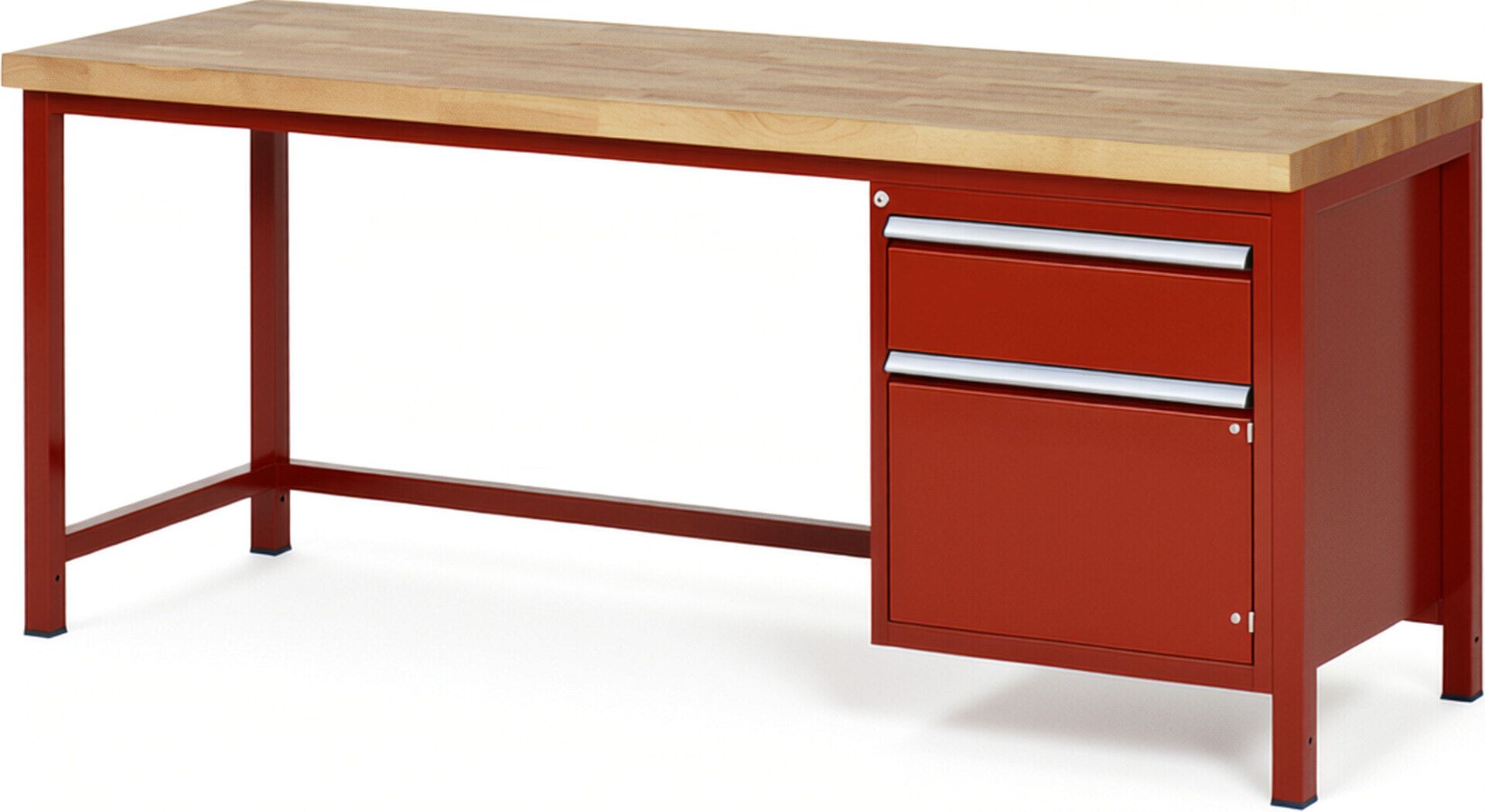 Werkbank, 1 Schrank - 1 Schublade - Teilauszug - 180:1 - Höhe 840-1.040 mm - 2.000 x 700 mm - 1.250 kg - Buche - Anthrazitgrau