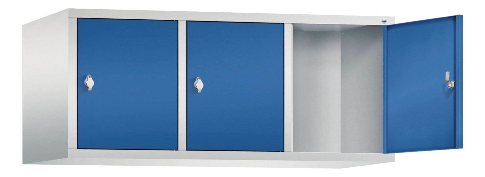 Aufsatzschrank für Spinde und Schließfachschränke, 3 Abteile, Korpus anthrazitgrau, Türen anthrazitgrau, 500 x 1.200 x 500 mm (HxBxT), Stahlschrank