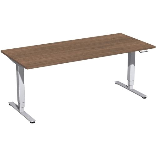 Schreibtisch, Elektro Pro+, elektronisch höhenverstellbar, 625-1.285 x 1.200 x 800 mm (HxBxT), Gestell silber, Dekor Buche