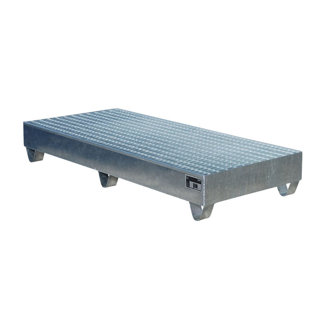 Auffangwanne - 1.800 x 800 mm (BxT) - 202 l - Füße - Gitterrost - feuerrot