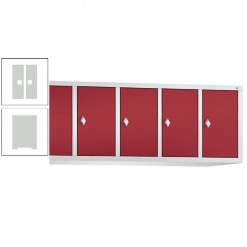 Aufsatzschrank für Spinde und Schließfachschränke, 5 Abteile, Korpus anthrazitgrau, Türen anthrazitgrau, 500 x 1.480 x 500 mm (HxBxT), Stahlschrank